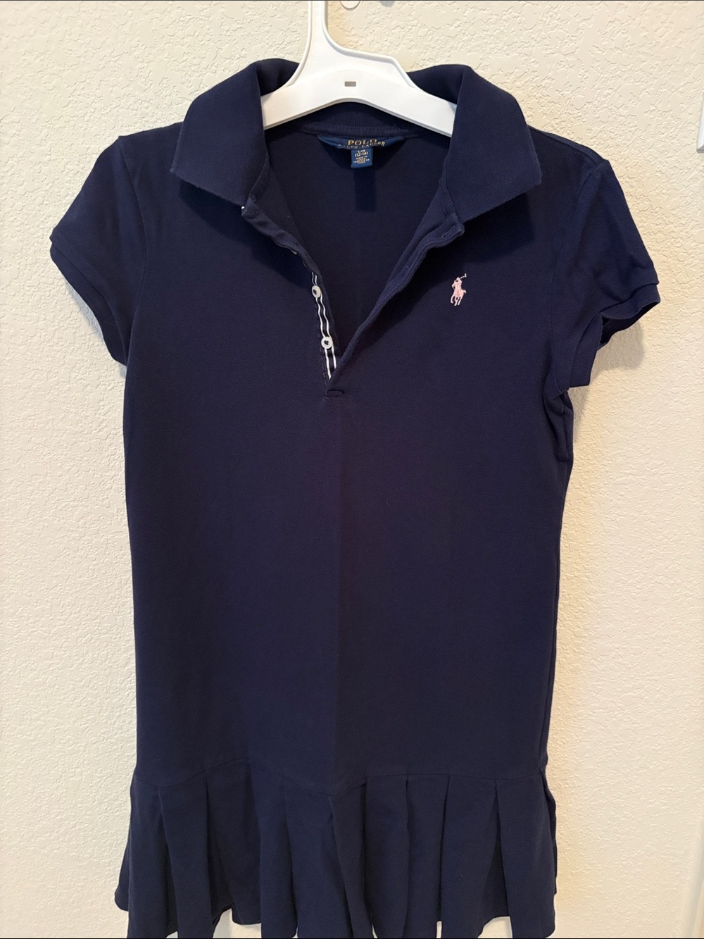 Polo by Ralph Lauren Navy Short Sleeve Polo with Pink Pony